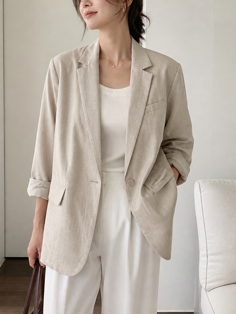 Mango Linen Blend Blazer